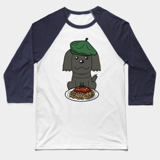 Dog eating Spaghetti - black sheepdog Baseball T-Shirt